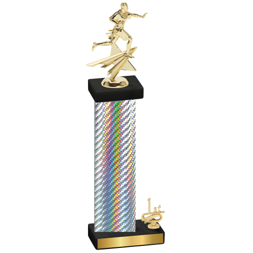 Accented Single Silver Carbon Fiber First Place Flag Football Trophy