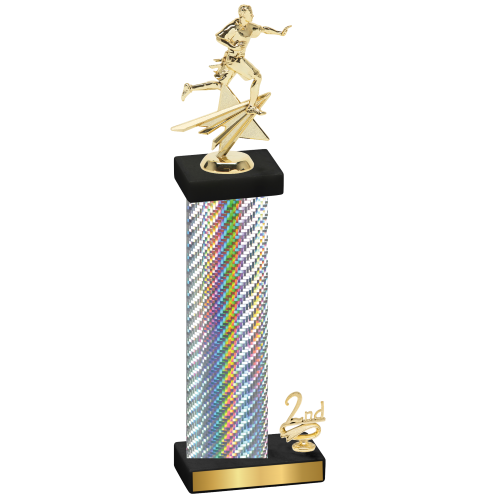 Accented Single Silver Carbon Fiber Second Place Flag Football Trophy
