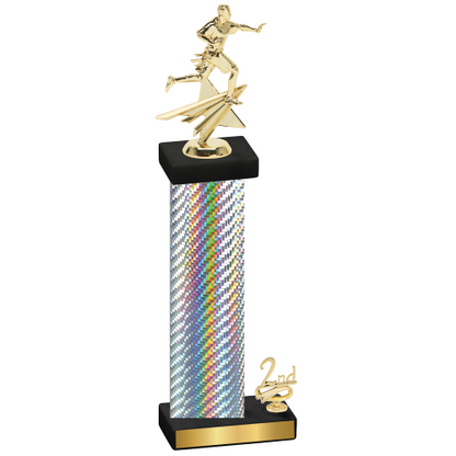 Accented Single Silver Carbon Fiber Second Place Flag Football Trophy