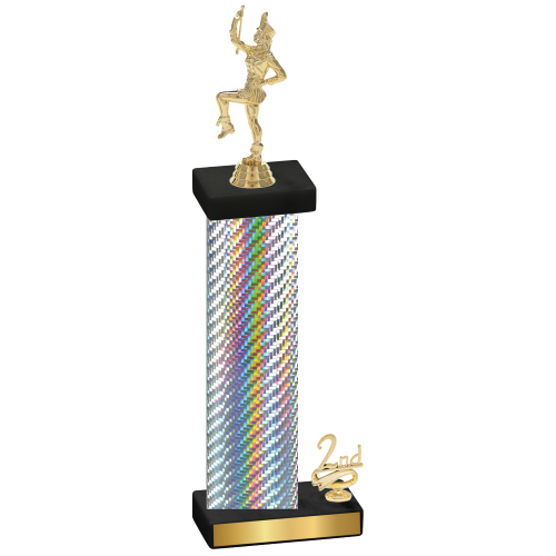 Accented Single Silver Carbon Fiber Second Place Majorette Trophy