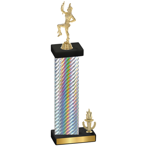 Accented Single Silver Carbon Fiber Victory Majorette Trophy