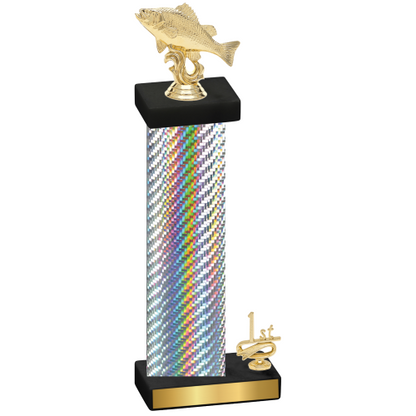 Accented Single Silver Carbon Fiber First Place Fishing Trophy