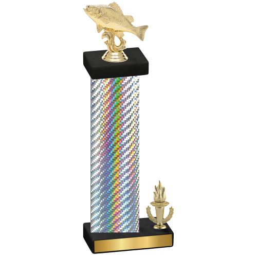 Accented Single Silver Carbon Fiber Victory Fishing Trophy