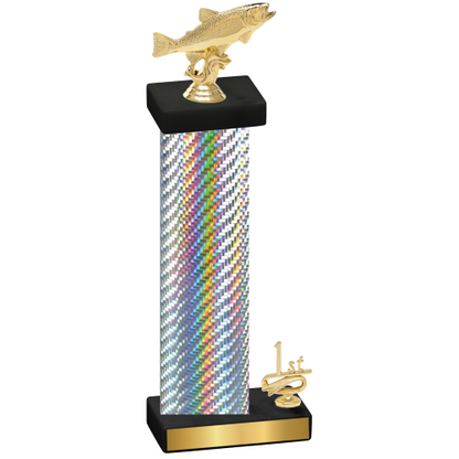 Accented Single Silver Carbon Fiber First Place Fishing Trophy