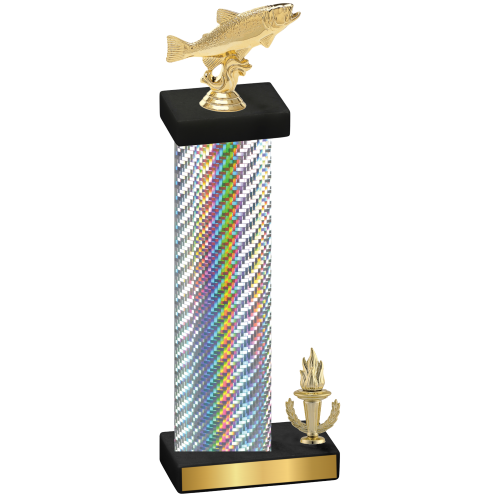 Accented Single Silver Carbon Fiber Victory Fishing Trophy