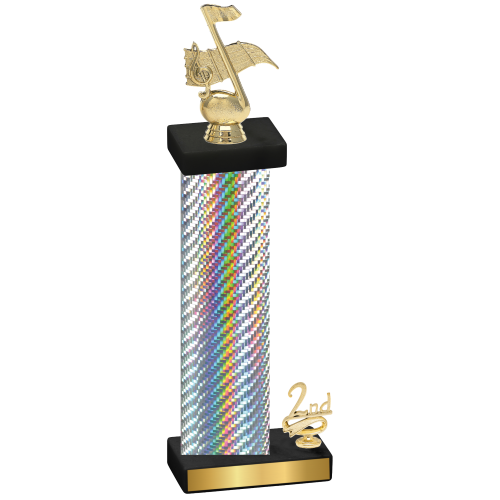 Accented Single Silver Carbon Fiber Second Place Music Trophy