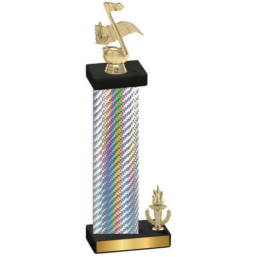 Accented Single Silver Carbon Fiber Victory Music Trophy