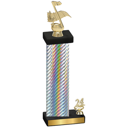 Accented Single Silver Carbon Fiber Year Music Trophy