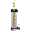 Accented Single Silver Carbon Fiber Second Place Golf Trophy