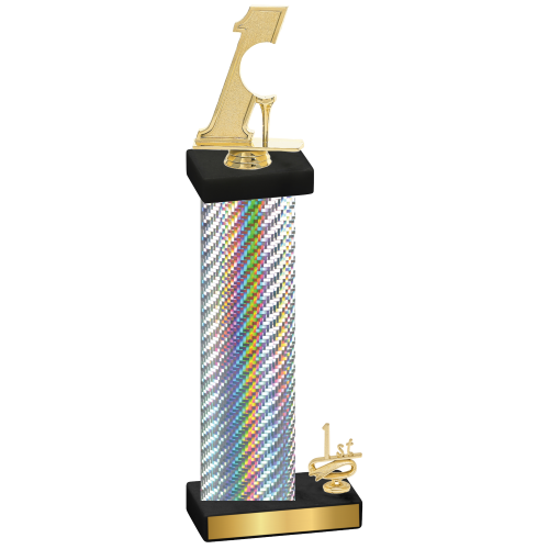 Accented Single Silver Carbon Fiber First Place Golf Trophy