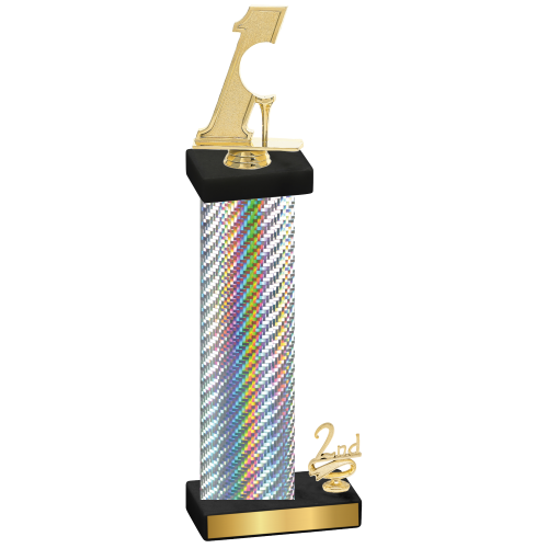 Accented Single Silver Carbon Fiber Second Place Golf Trophy