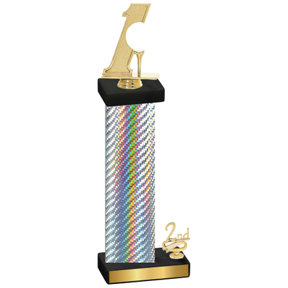 Accented Single Silver Carbon Fiber Second Place Golf Trophy