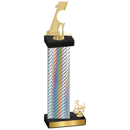 Accented Single Silver Carbon Fiber Third Place Golf Trophy