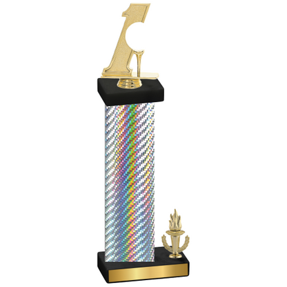 Accented Single Silver Carbon Fiber Victory Golf Trophy