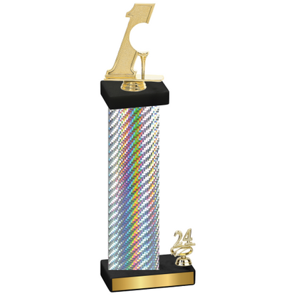 Accented Single Silver Carbon Fiber Year Golf Trophy