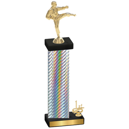 Accented Single Silver Carbon Fiber First Place Karate Trophy