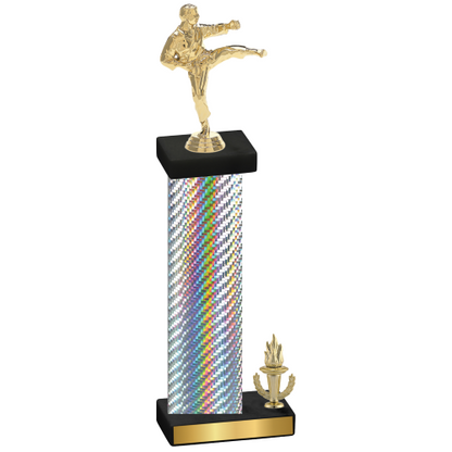 Accented Single Silver Carbon Fiber Victory Karate Trophy