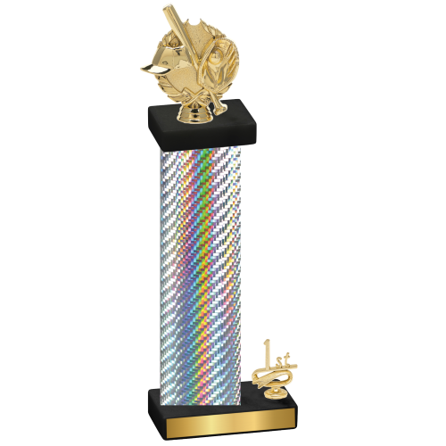 Accented Single Silver Carbon Fiber First Place Baseball Trophy