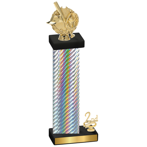 Accented Single Silver Carbon Fiber Second Place Baseball Trophy