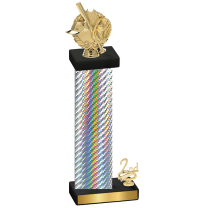 Accented Single Silver Carbon Fiber Second Place Baseball Trophy