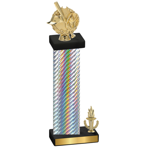 Accented Single Silver Carbon Fiber Victory Baseball Trophy