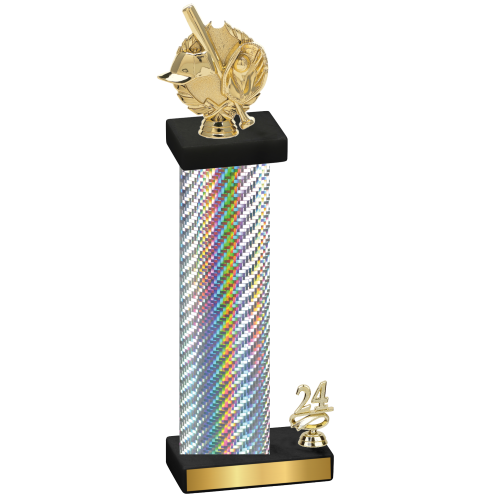 Accented Single Silver Carbon Fiber Year Baseball Trophy