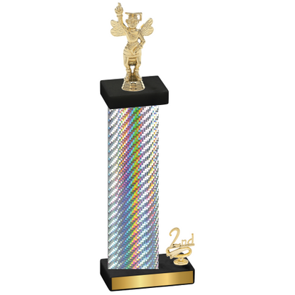 Accented Single Silver Carbon Fiber Second Place Academics Trophy