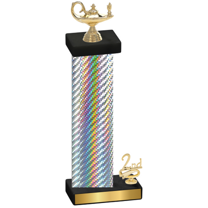 Accented Single Silver Carbon Fiber Second Place Academics Trophy