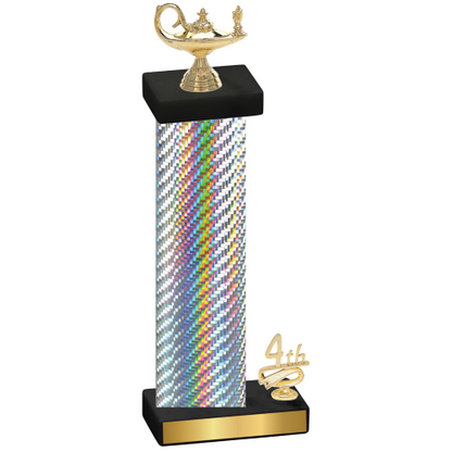 Accented Single Silver Carbon Fiber Fourth Place Academics Trophy