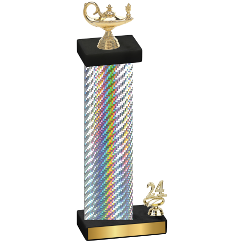 Accented Single Silver Carbon Fiber Year Academics Trophy