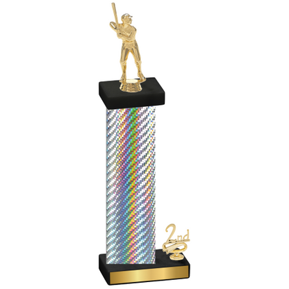 Accented Single Silver Carbon Fiber Second Place Baseball Trophy
