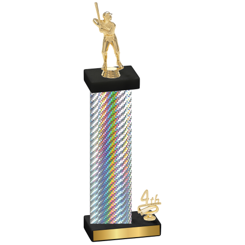 Accented Single Silver Carbon Fiber Fourth Place Baseball Trophy