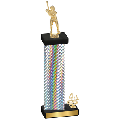 Accented Single Silver Carbon Fiber Fourth Place Baseball Trophy