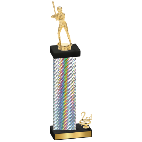 Accented Single Silver Carbon Fiber Second Place Softball Trophy