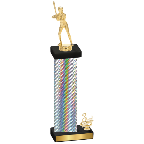 Accented Single Silver Carbon Fiber Third Place Softball Trophy