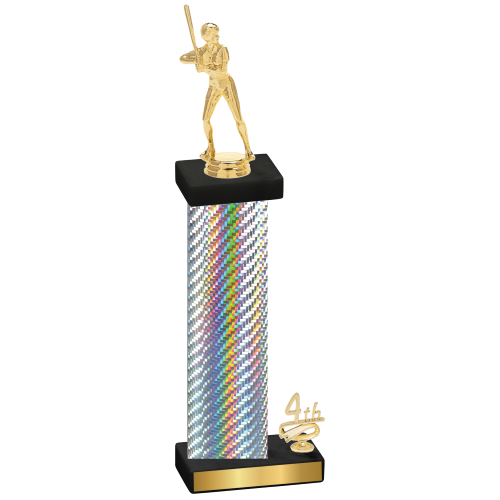 Accented Single Silver Carbon Fiber Fourth Place Softball Trophy