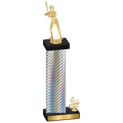 Accented Single Silver Carbon Fiber Fourth Place Softball Trophy
