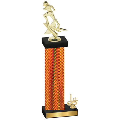 Accented Single Orange Carbon Fiber First Place Football Trophy