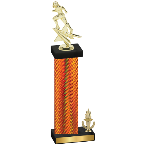 Accented Single Orange Carbon Fiber Victory Football Trophy