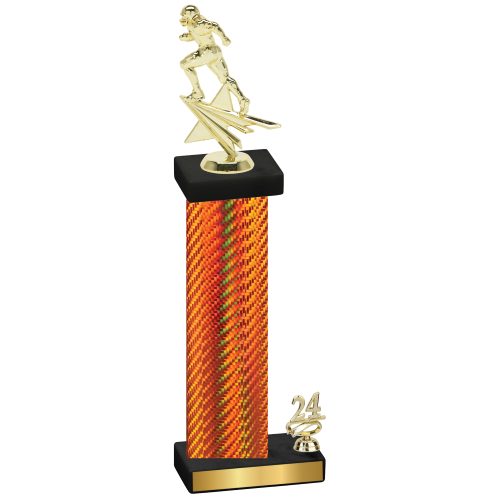 Accented Single Orange Carbon Fiber Year Football Trophy