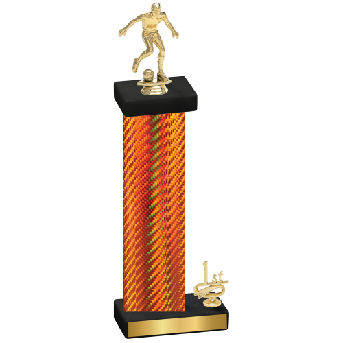 Accented Single Orange Carbon Fiber First Place Soccer Trophy