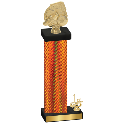 Accented Single Orange Carbon Fiber First Place Soccer Trophy