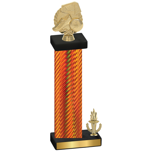 Accented Single Orange Carbon Fiber Victory Soccer Trophy