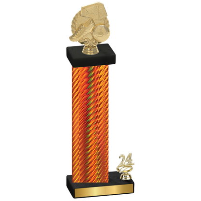 Accented Single Orange Carbon Fiber Year Soccer Trophy