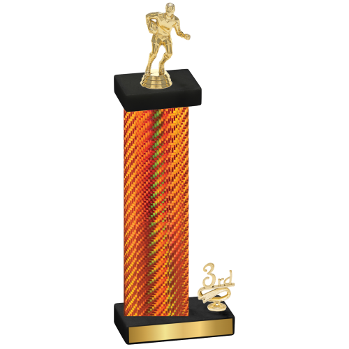 Accented Single Orange Carbon Fiber Third Place Rugby Trophy