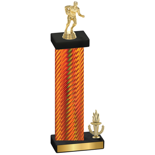 Accented Single Orange Carbon Fiber Victory Rugby Trophy