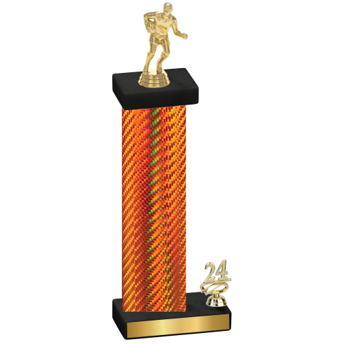 Accented Single Orange Carbon Fiber Year Rugby Trophy