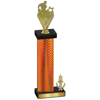 Accented Single Orange Carbon Fiber Victory Rugby Trophy