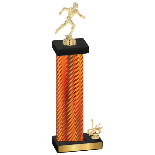 Accented Single Orange Carbon Fiber First Place Running Trophy