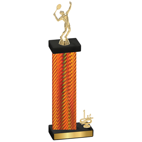 Accented Single Orange Carbon Fiber First Place Tennis Trophy